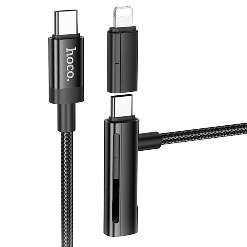 Дата кабель Hoco U135 Incredible 2in1 Type-C to Lightning/Type-C (1m) на малюнкі №1