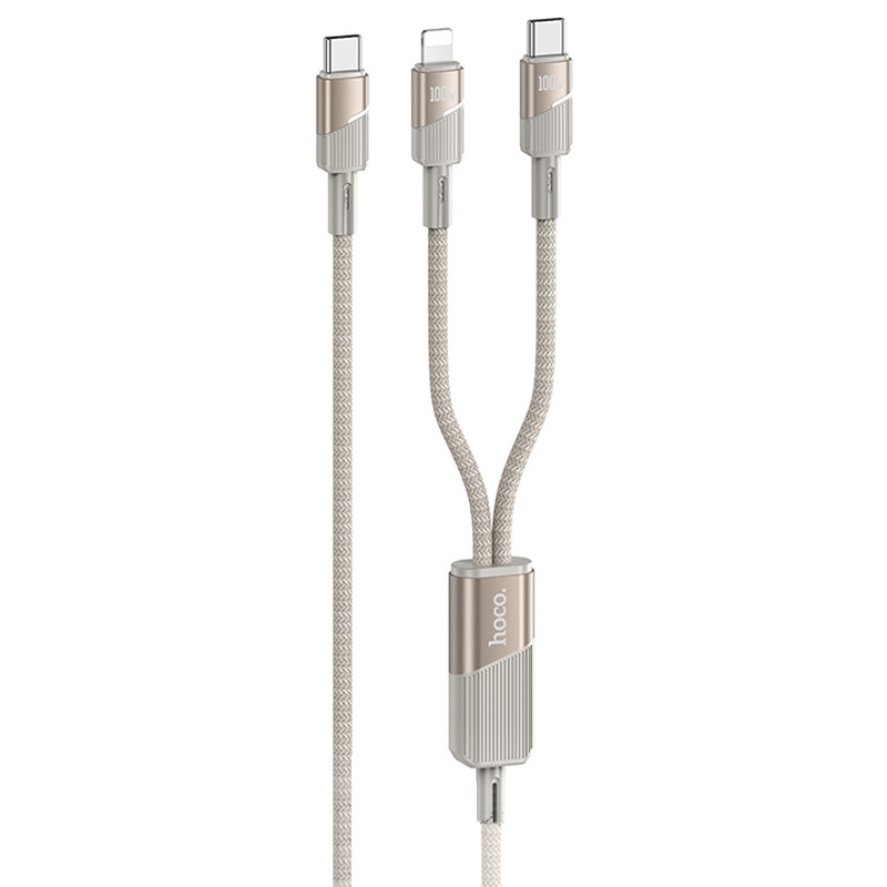 Дата кабель Hoco U139 Type-C to Lightning/Type-C 100W (1.2m) на малюнкі №1