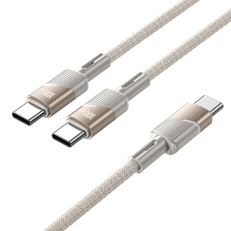 Дата кабель Hoco U139 Type-C to Type-C/Type-C 100W (1.2m) на картинке №3