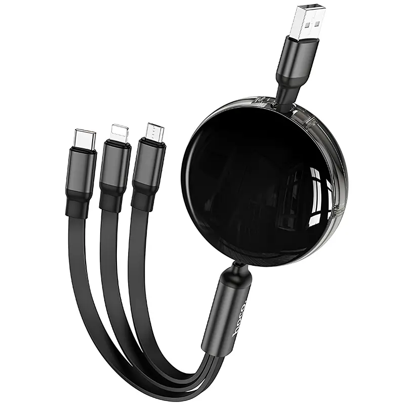 Дата кабель Hoco X78 Easy pull storage 3in1 (1m), купити оптом з доставкою