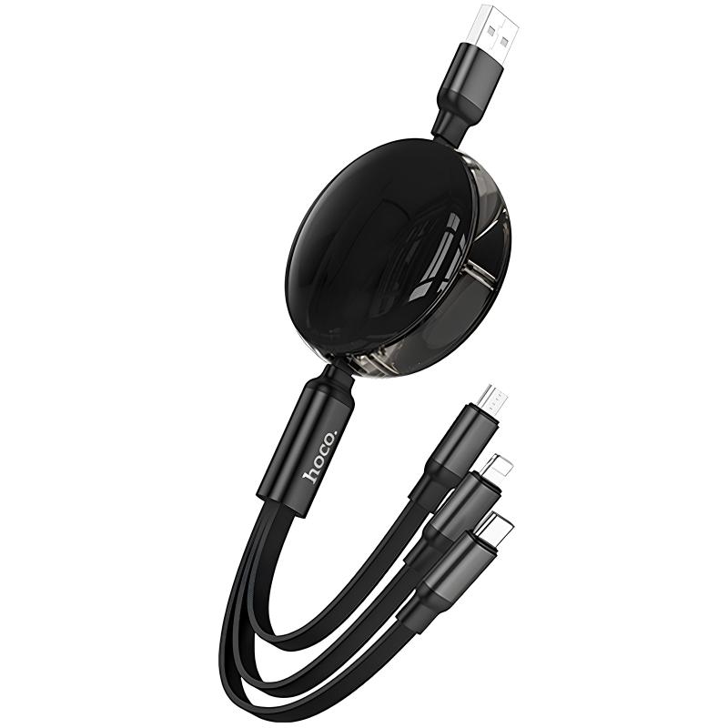 Дата кабель Hoco X78 Easy pull storage 3in1 (1m) на малюнкі №2