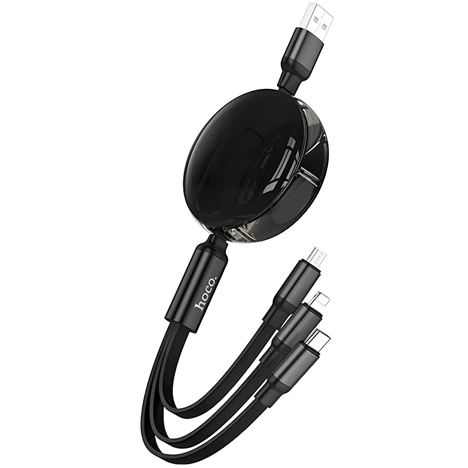 Дата кабель Hoco X78 Easy pull storage 3in1 (1m), Black 1, купити оптом з доставкою