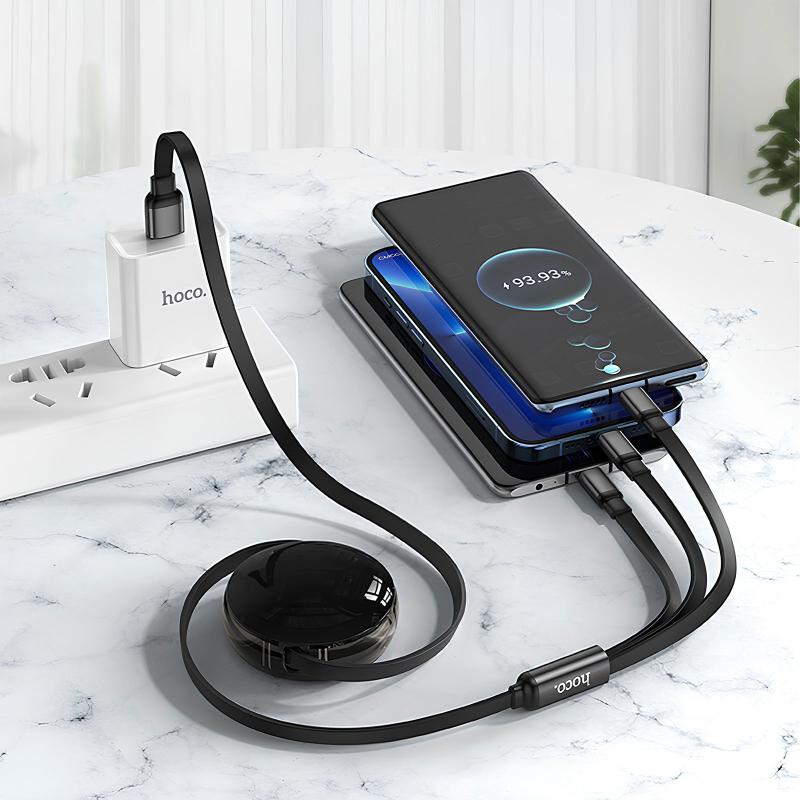 Дата кабель Hoco X78 Easy pull storage 3in1 (1m) на малюнкі №3