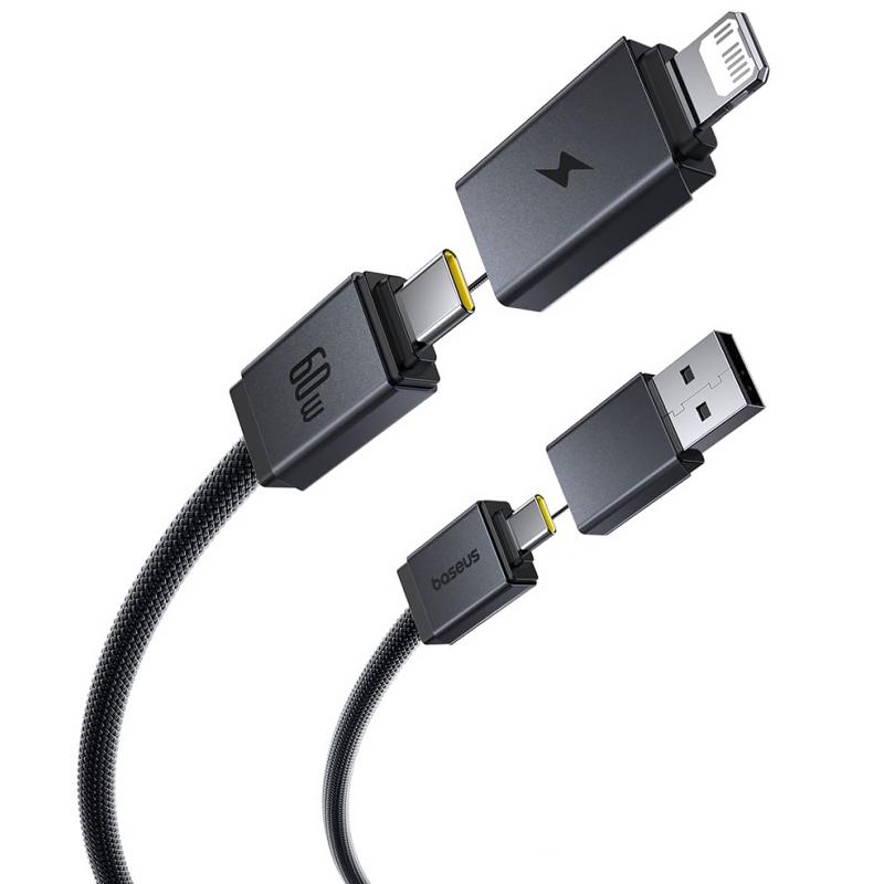 Дата кабель Baseus Versatile Two-for-Two USB/Type-C to Type-C/Lightning 60W (0.6m) (P10383000) на малюнкі №1