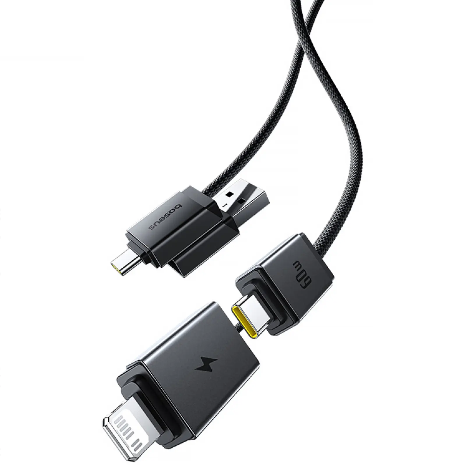 Дата кабель Baseus Versatile Two-for-Two USB/Type-C to Type-C/Lightning 60W (0.6m) (P10383000), Cosmic Black 2, купить оптом с доставкой