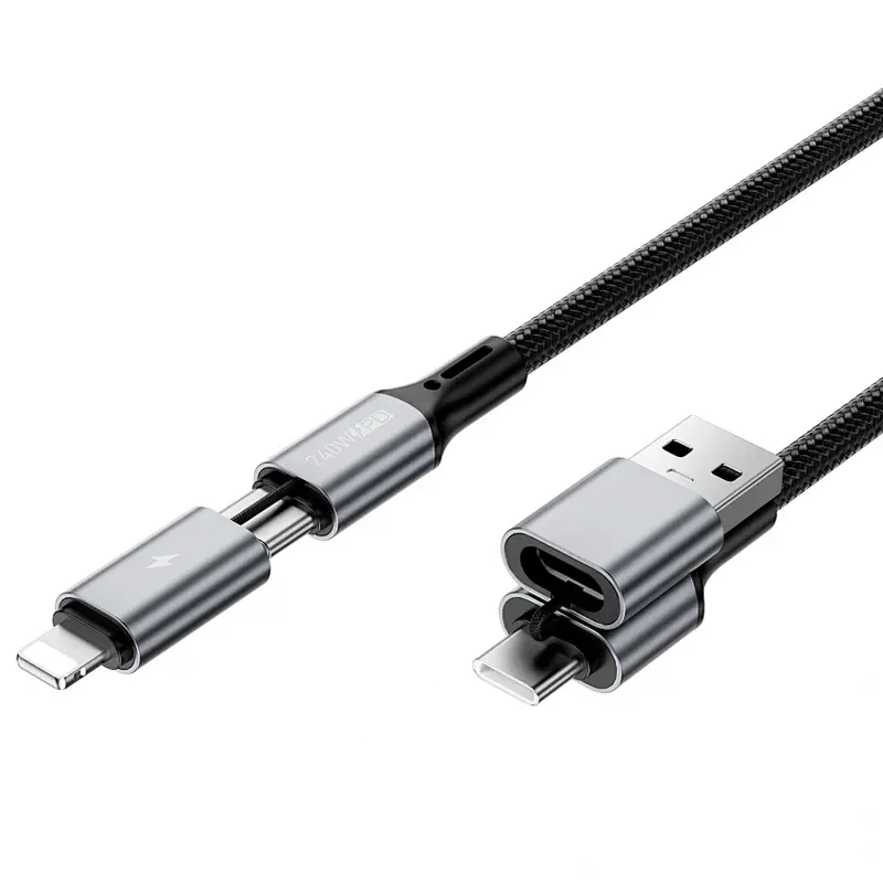Дата кабель WIWU C085 Raptor Pro 4in1 Type-C to USB/Type-C to Lightning 240W (1.2m), Black 1, купить оптом с доставкой