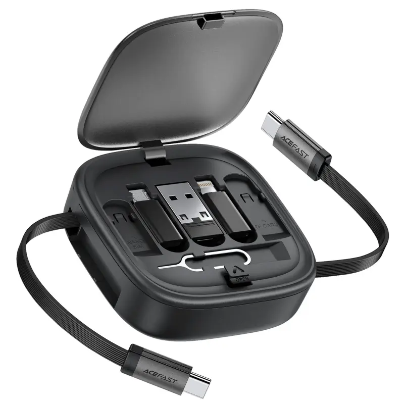 Дата кабель Acefast J3 box 5-in-1 60W (0.95m), Black, купити оптом з доставкою