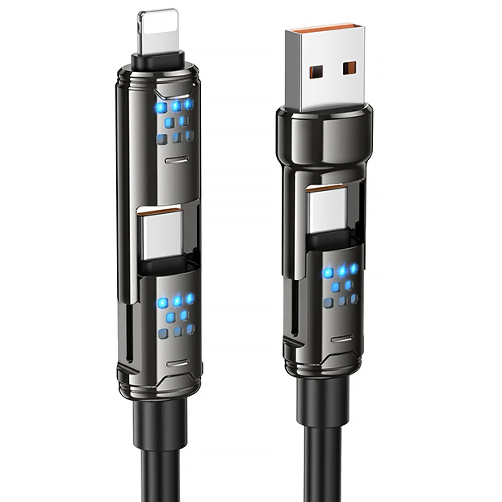 Дата кабель Hoco U143 Joy 4in1 USB to Lightning/Type-C to Type-C 240W (1.2m), купить оптом с доставкой