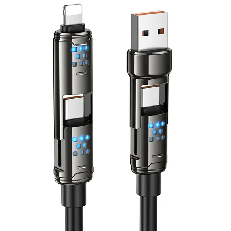 Дата кабель Hoco U143 Joy 4in1 USB to Lightning/Type-C to Type-C 240W (1.2m), Black, купить оптом с доставкой