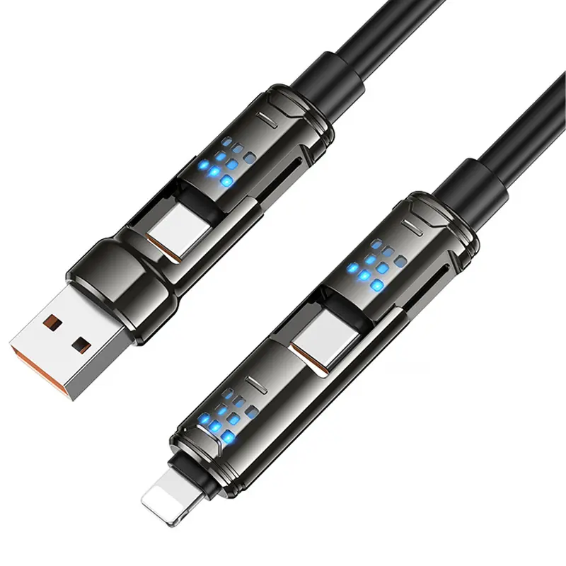 Дата кабель Hoco U143 Joy 4in1 USB to Lightning/Type-C to Type-C 240W (1.2m), Black 3, купить оптом с доставкой