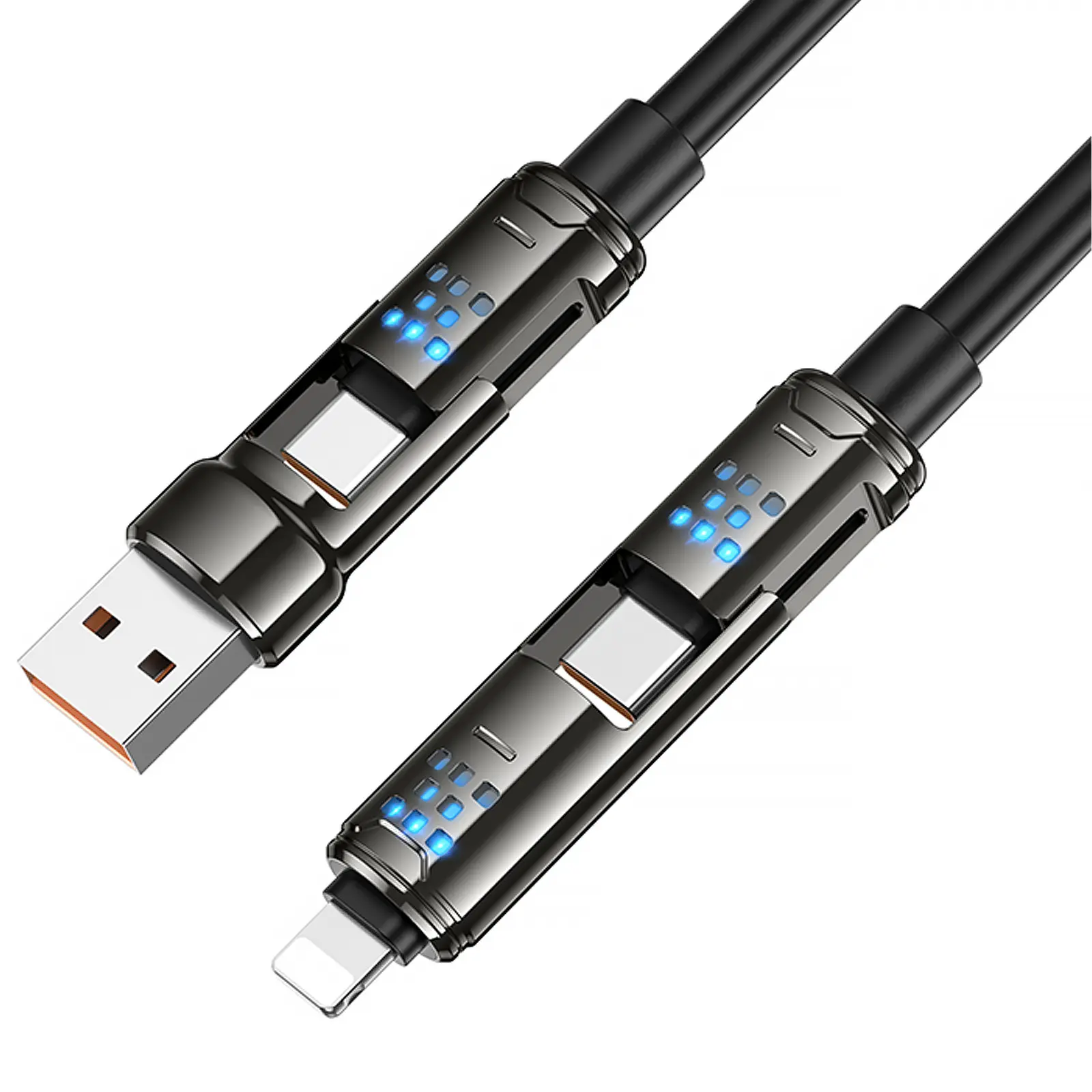 Дата кабель Hoco U143 Joy 4in1 USB to Lightning/Type-C to Type-C 240W (1.2m), Black 3, купить оптом с доставкой