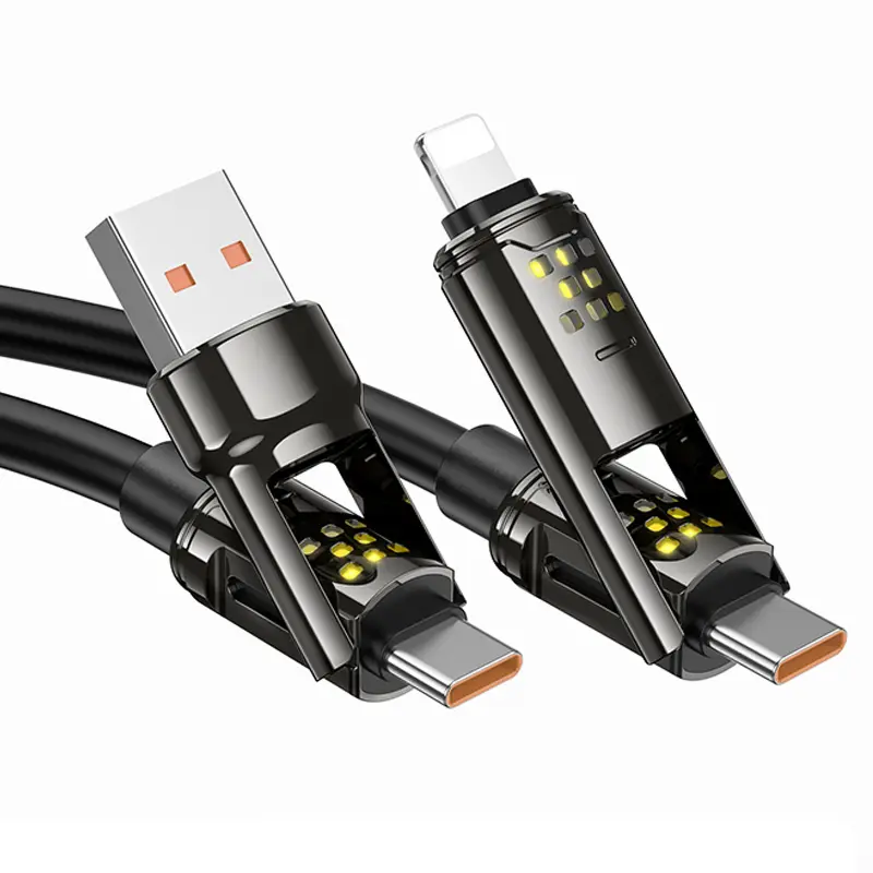 Дата кабель Hoco U143 Joy 4in1 USB to Lightning/Type-C to Type-C 240W (1.2m), Black 4, купить оптом с доставкой