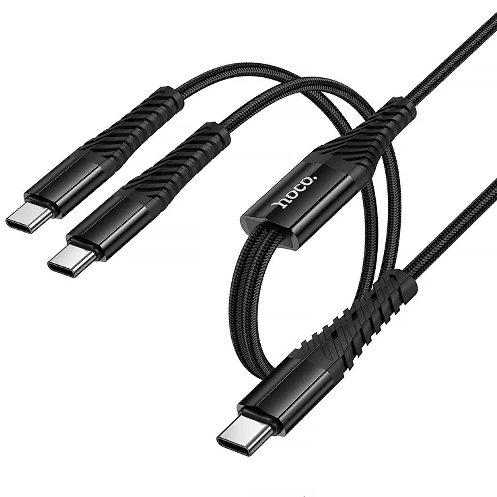 Дата кабель Hoco X123 Victory 2in1 Type-C to Type-C/Type-C 3A (1m), купить оптом с доставкой