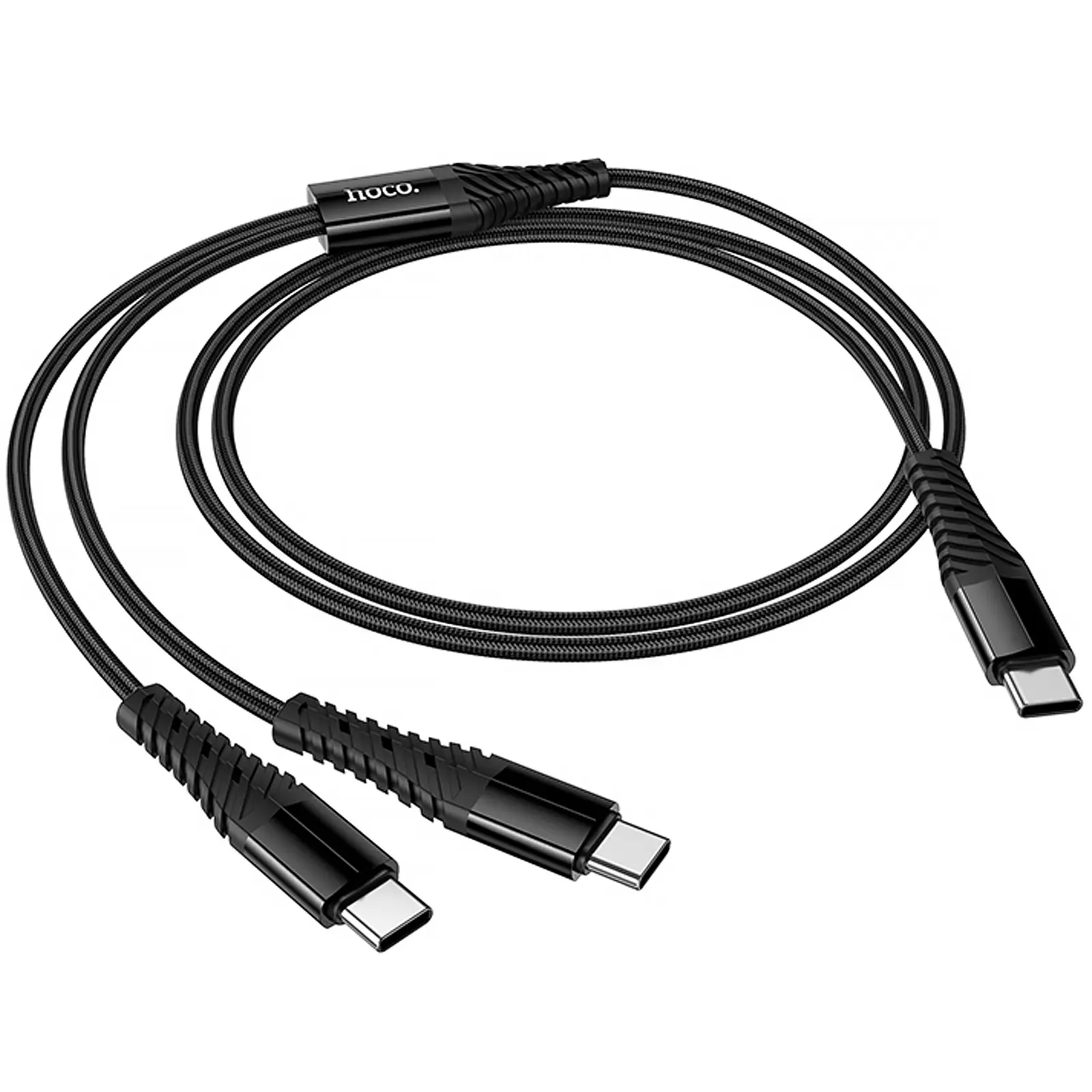 Дата кабель Hoco X123 Victory 2in1 Type-C to Type-C/Type-C 3A (1m), Black 5, купить оптом с доставкой
