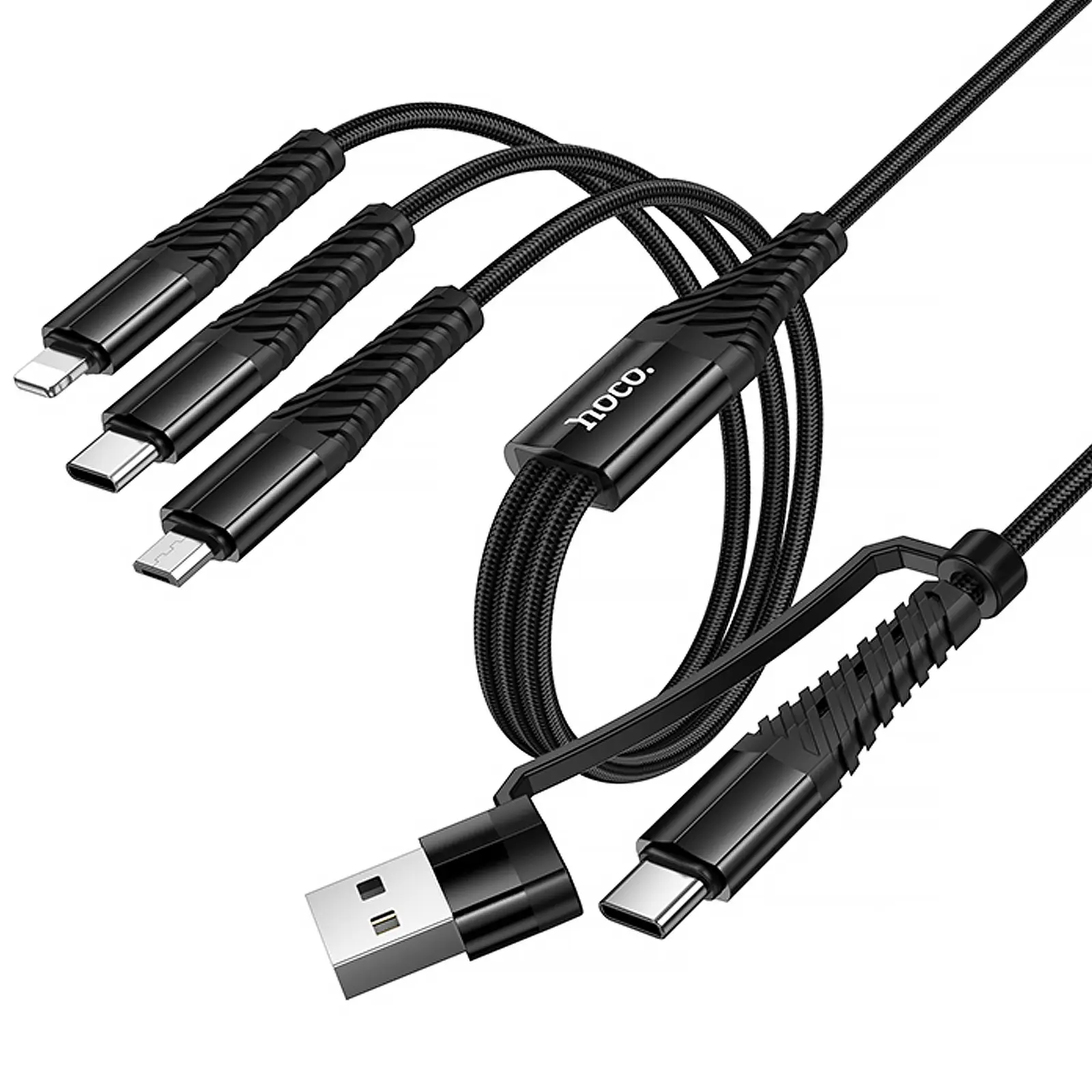 Дата кабель Hoco X123 Victory 3in1 Type-C to Lightning/Type-C/MicroUSB 3A (1m), купить оптом с доставкой