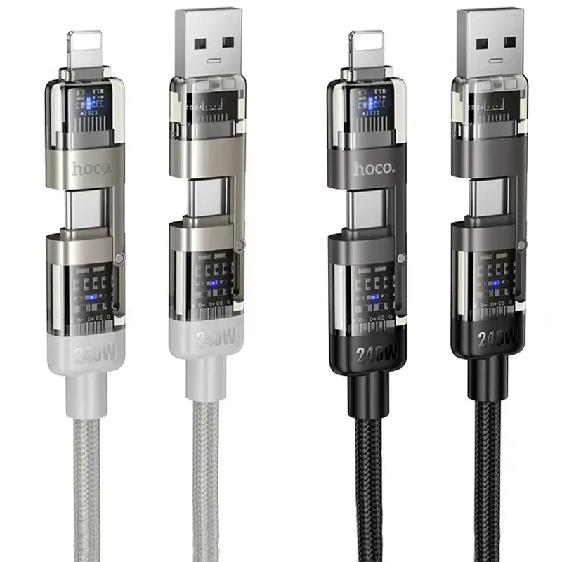 Дата кабель Hoco U151 Goldsmith 4in1 Type-C to USB/Type-C to Lightning 240W (1.2m), купить оптом с доставкой