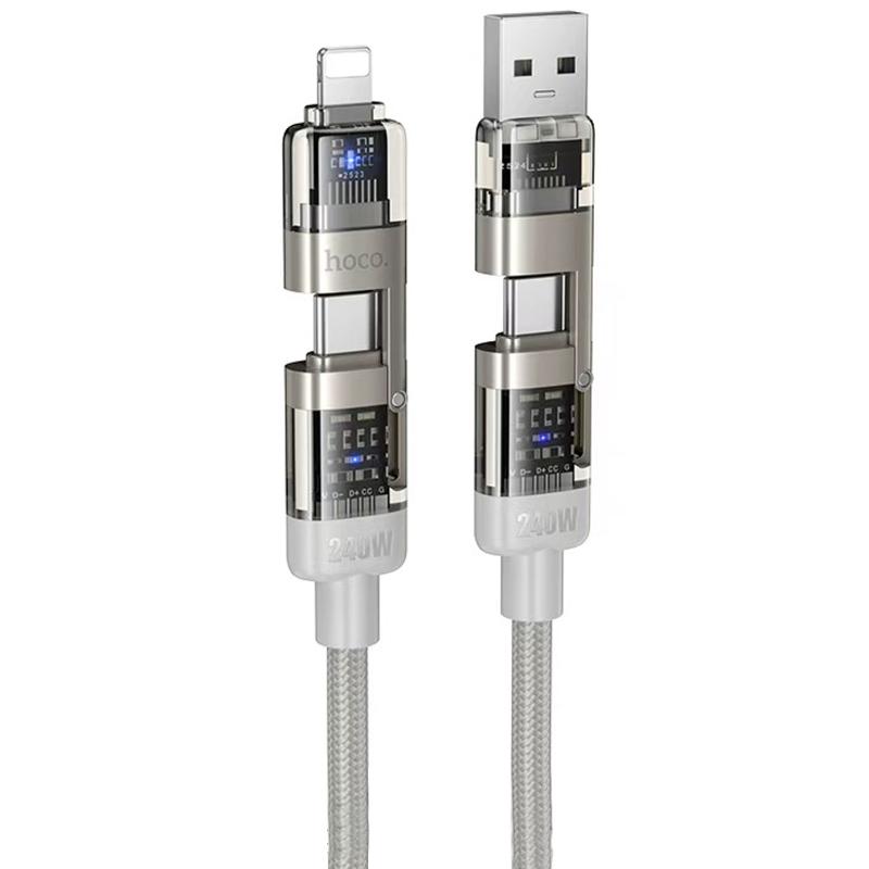 Дата кабель Hoco U151 Goldsmith 4in1 Type-C to USB/Type-C to Lightning 240W (1.2m) на картинке №1