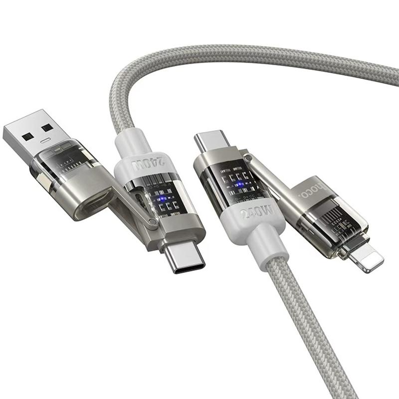 Дата кабель Hoco U151 Goldsmith 4in1 Type-C to USB/Type-C to Lightning 240W (1.2m) на картинке №2