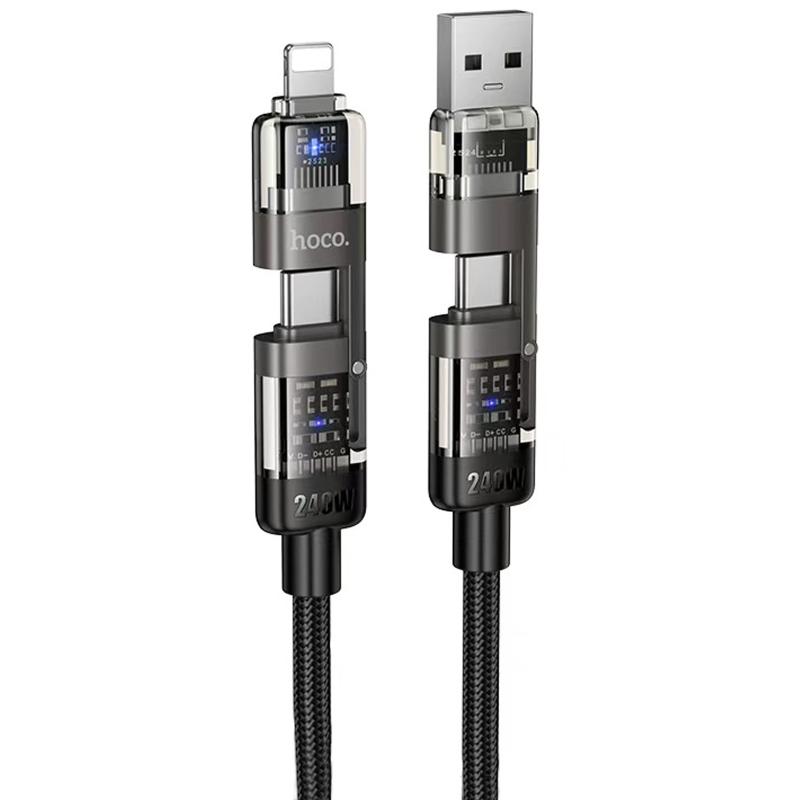 Дата кабель Hoco U151 Goldsmith 4in1 Type-C to USB/Type-C to Lightning 240W (1.2m) на малюнкі №1