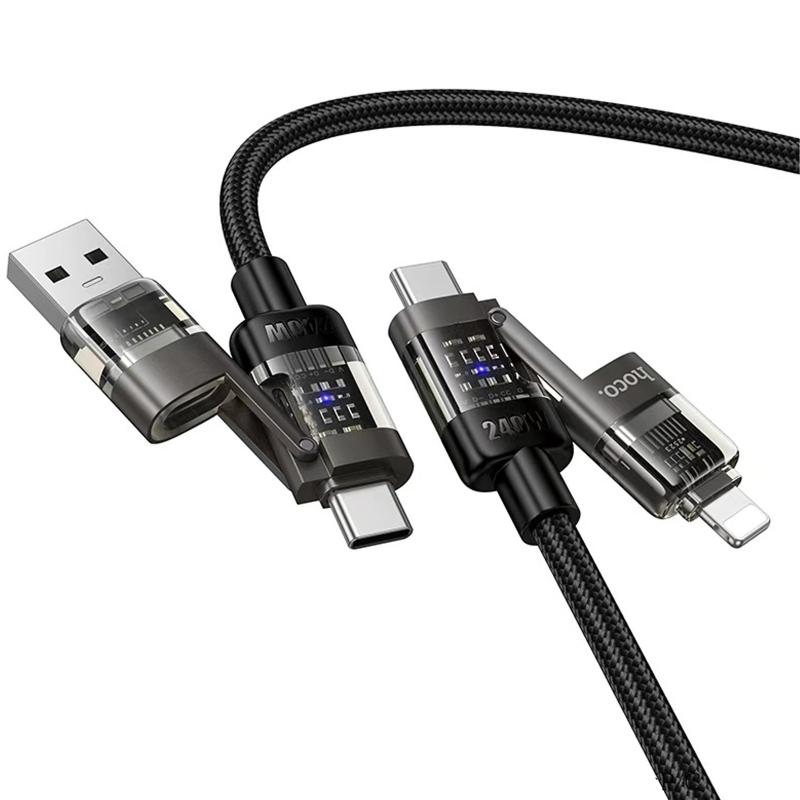 Дата кабель Hoco U151 Goldsmith 4in1 Type-C to USB/Type-C to Lightning 240W (1.2m) на малюнкі №2