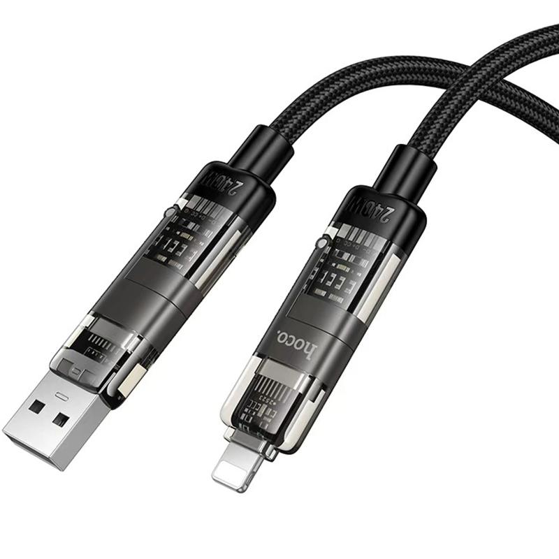 Дата кабель Hoco U151 Goldsmith 4in1 Type-C to USB/Type-C to Lightning 240W (1.2m) на малюнкі №3