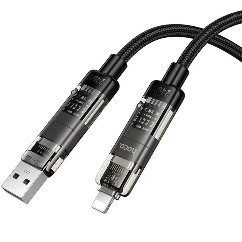 Дата кабель Hoco U151 Goldsmith 4in1 Type-C to USB/Type-C to Lightning 240W (1.2m), Black 2, купить оптом с доставкой