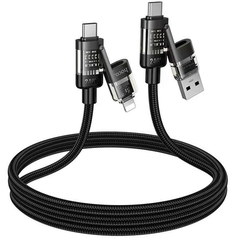 Дата кабель Hoco U151 Goldsmith 4in1 Type-C to USB/Type-C to Lightning 240W (1.2m) на малюнкі №4