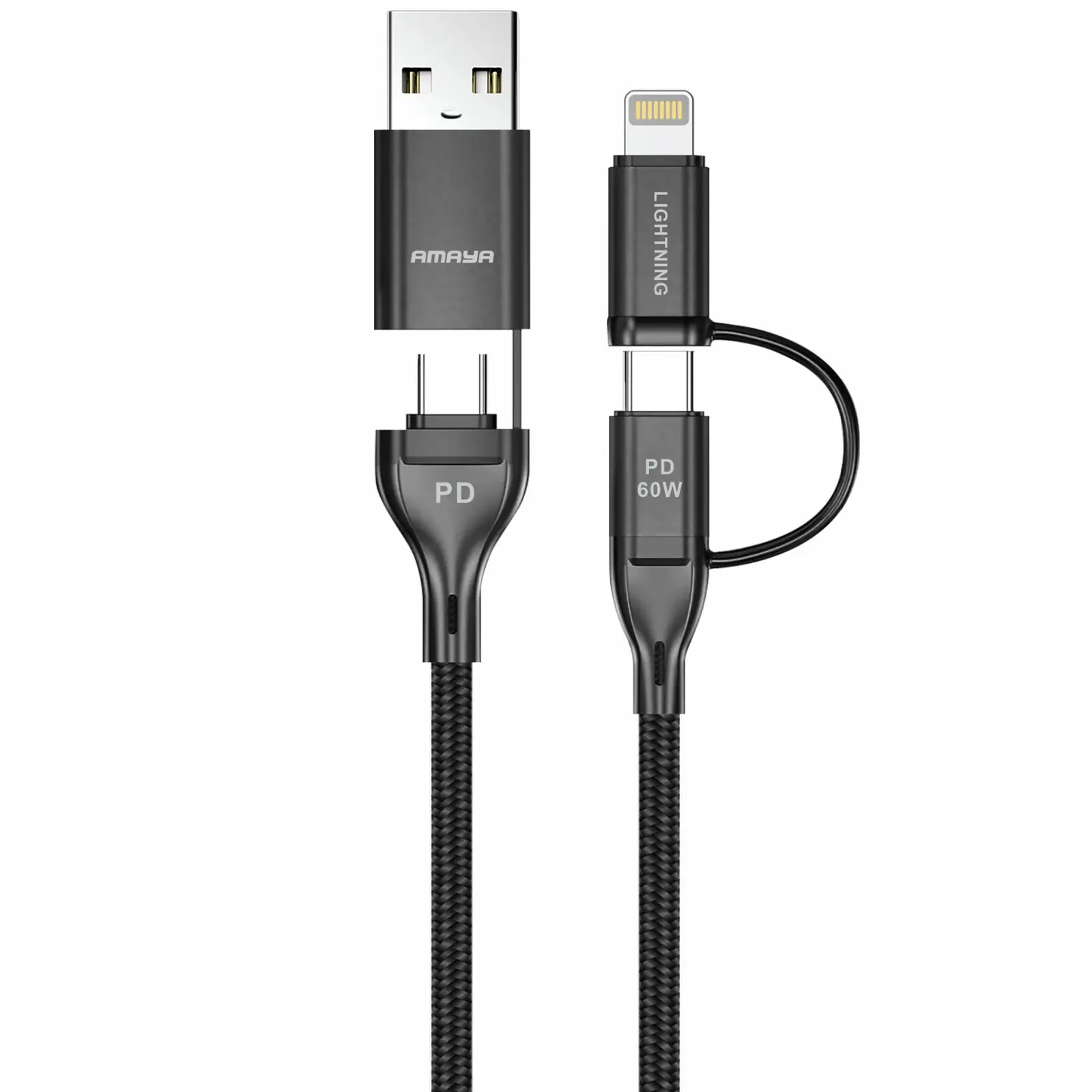 Дата кабель Amaya ACD-X28 4in1 Type-C to USB/Type-C to Lightning 60W (1m), купити оптом з доставкою