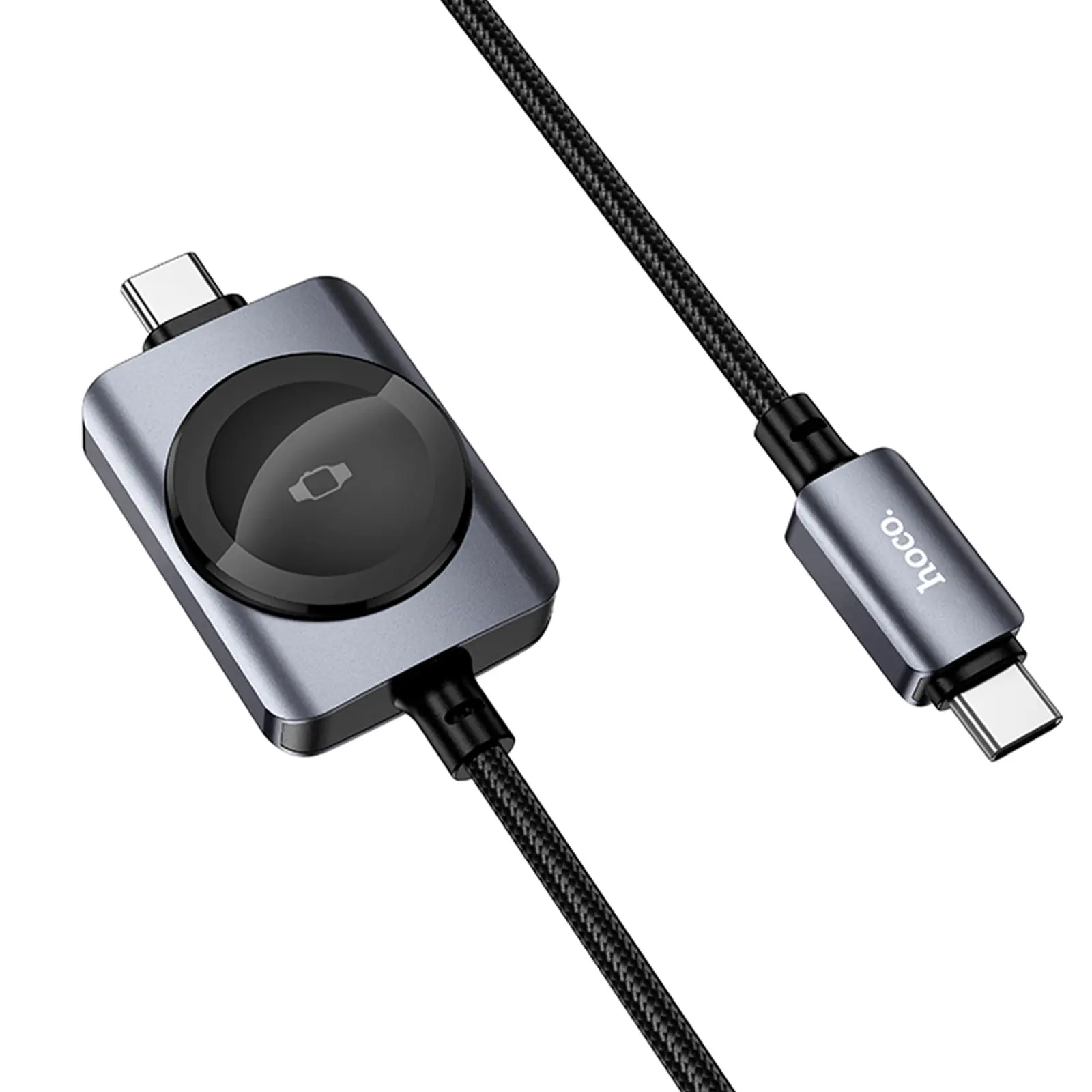 Дата кабель Hoco CW66 2in1 Type-C to iWatch/Type-C PD100W (1.2m), Black 1, купити оптом з доставкою