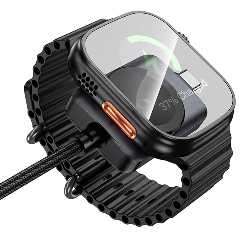 Дата кабель Hoco CW66 2in1 Type-C to iWatch/Type-C PD100W (1.2m), Black 2, купити оптом з доставкою