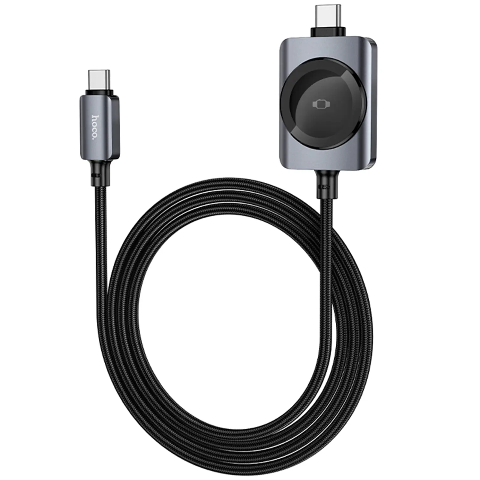 Дата кабель Hoco CW66 2in1 Type-C to iWatch/Type-C PD100W (1.2m), Black 3, купити оптом з доставкою