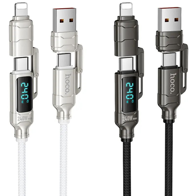 Дата кабель Hoco U152 Fortune 4in1 Type-C to Lightning/Type-C to USB 240W (1.2m), купить оптом с доставкой