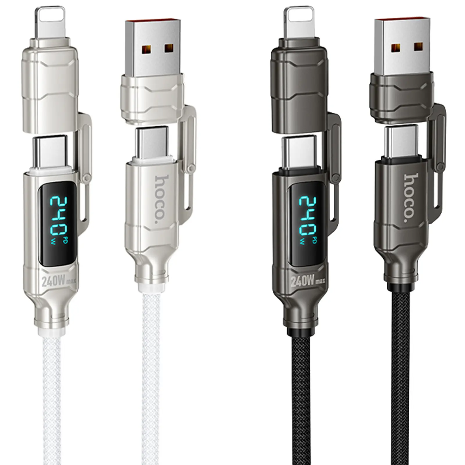 Дата кабель Hoco U152 Fortune 4in1 Type-C to Lightning/Type-C to USB 240W (1.2m), купить оптом с доставкой