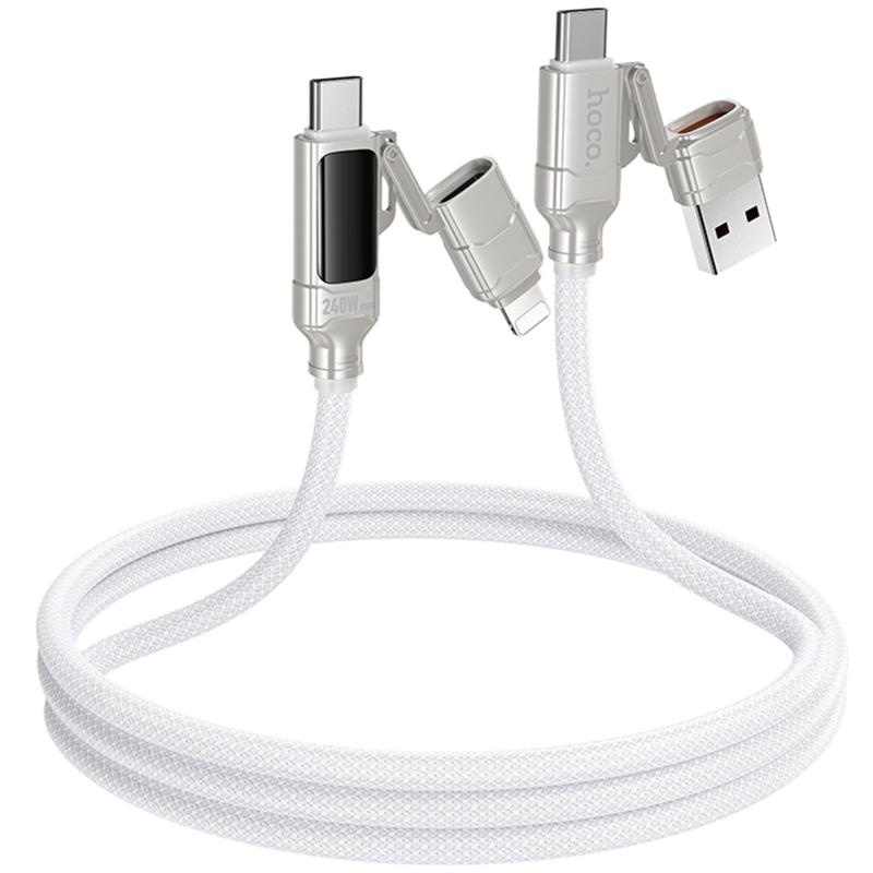 Дата кабель Hoco U152 Fortune 4in1 Type-C to Lightning/Type-C to USB 240W (1.2m) на картинке №3