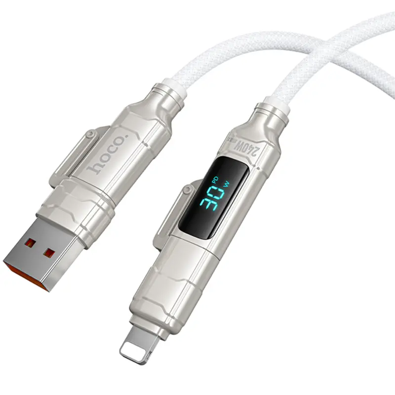 Дата кабель Hoco U152 Fortune 4in1 Type-C to Lightning/Type-C to USB 240W (1.2m), Light Gray 3, купить оптом с доставкой