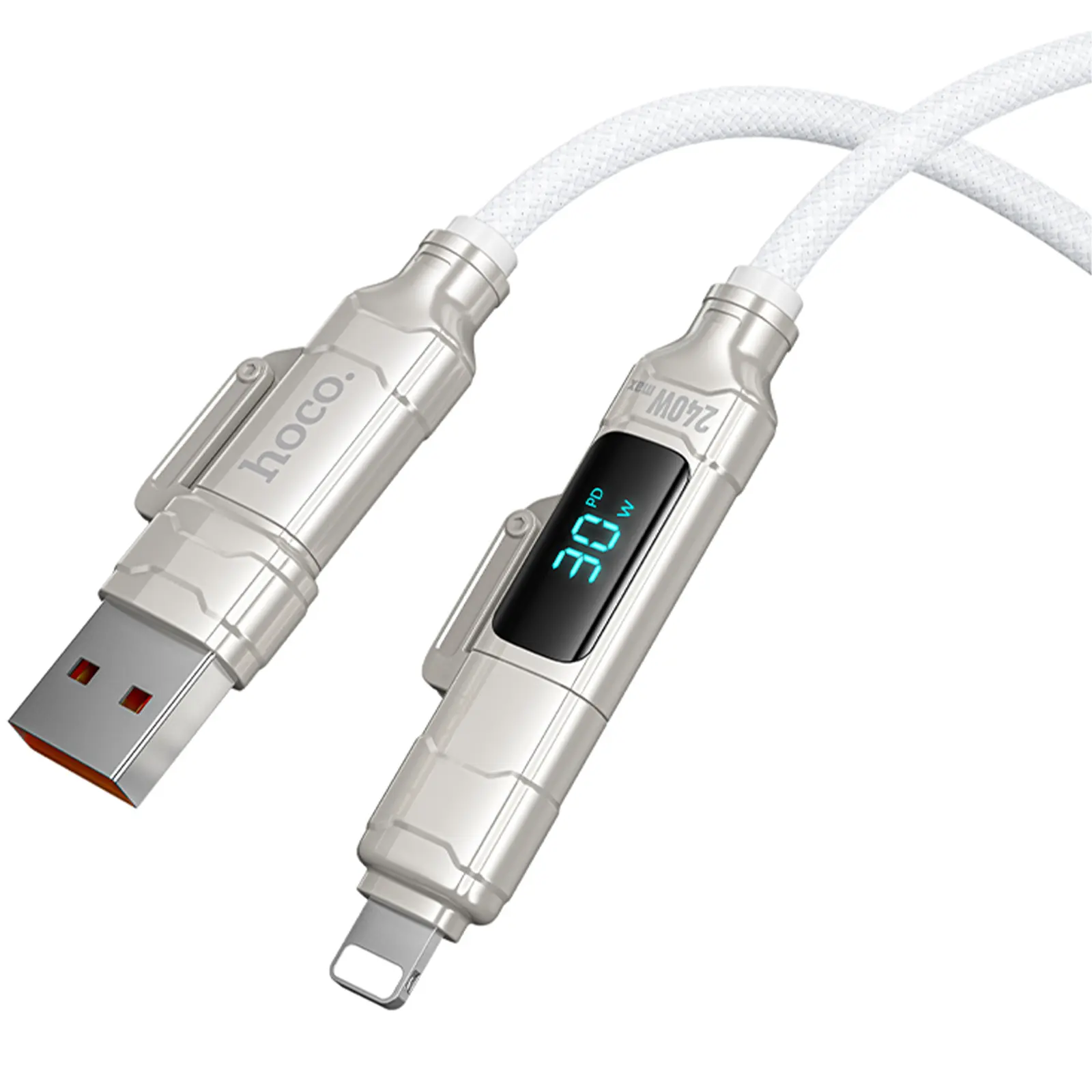 Дата кабель Hoco U152 Fortune 4in1 Type-C to Lightning/Type-C to USB 240W (1.2m), Light Gray 3, купить оптом с доставкой