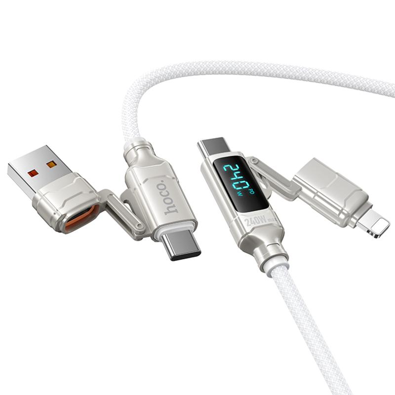 Дата кабель Hoco U152 Fortune 4in1 Type-C to Lightning/Type-C to USB 240W (1.2m) на картинке №5