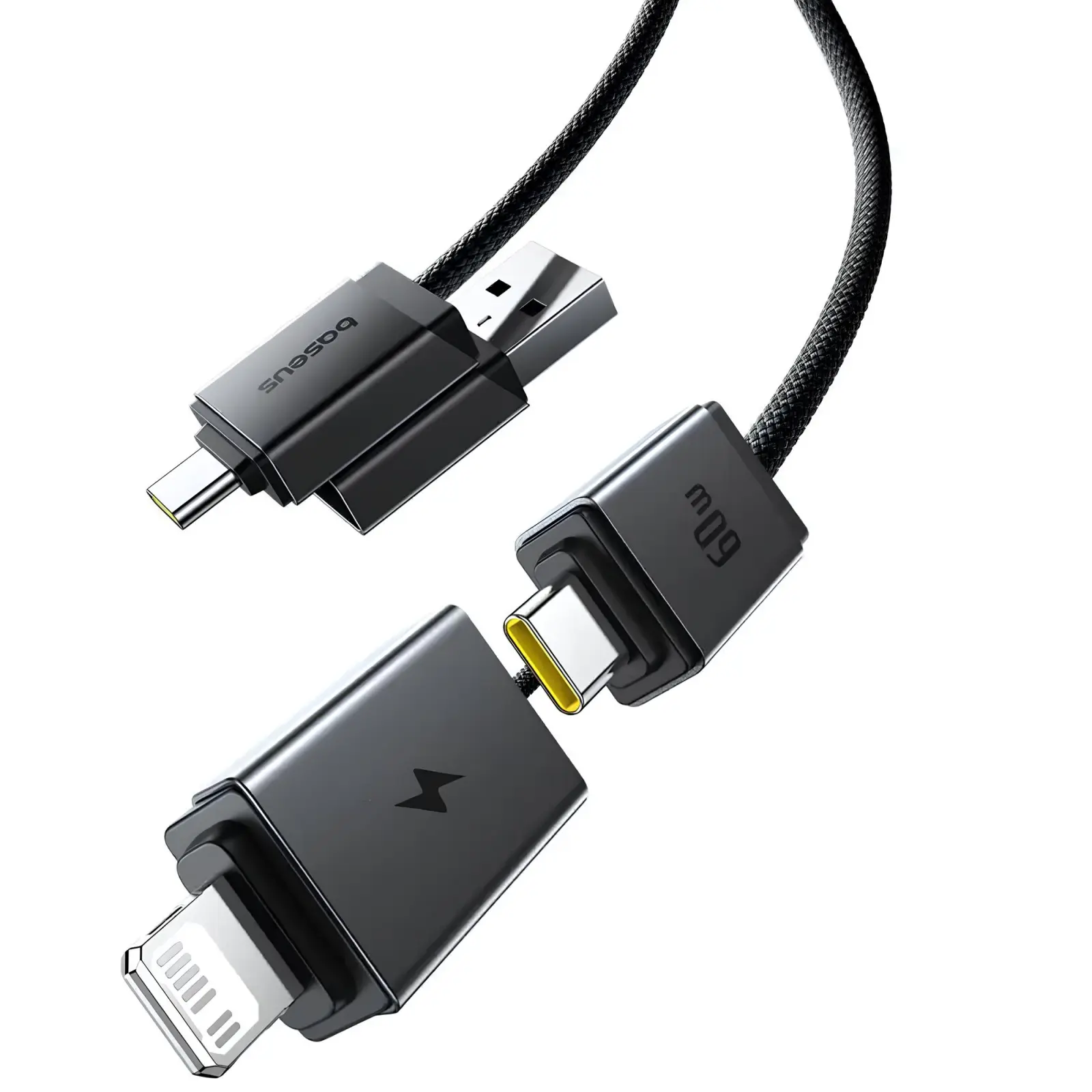 Дата кабель Baseus Versatile Two-for-Two USB/Type-C to Type-C/Lightning 60W (2m) (P10383000), Cluster Black 3, купить оптом с доставкой