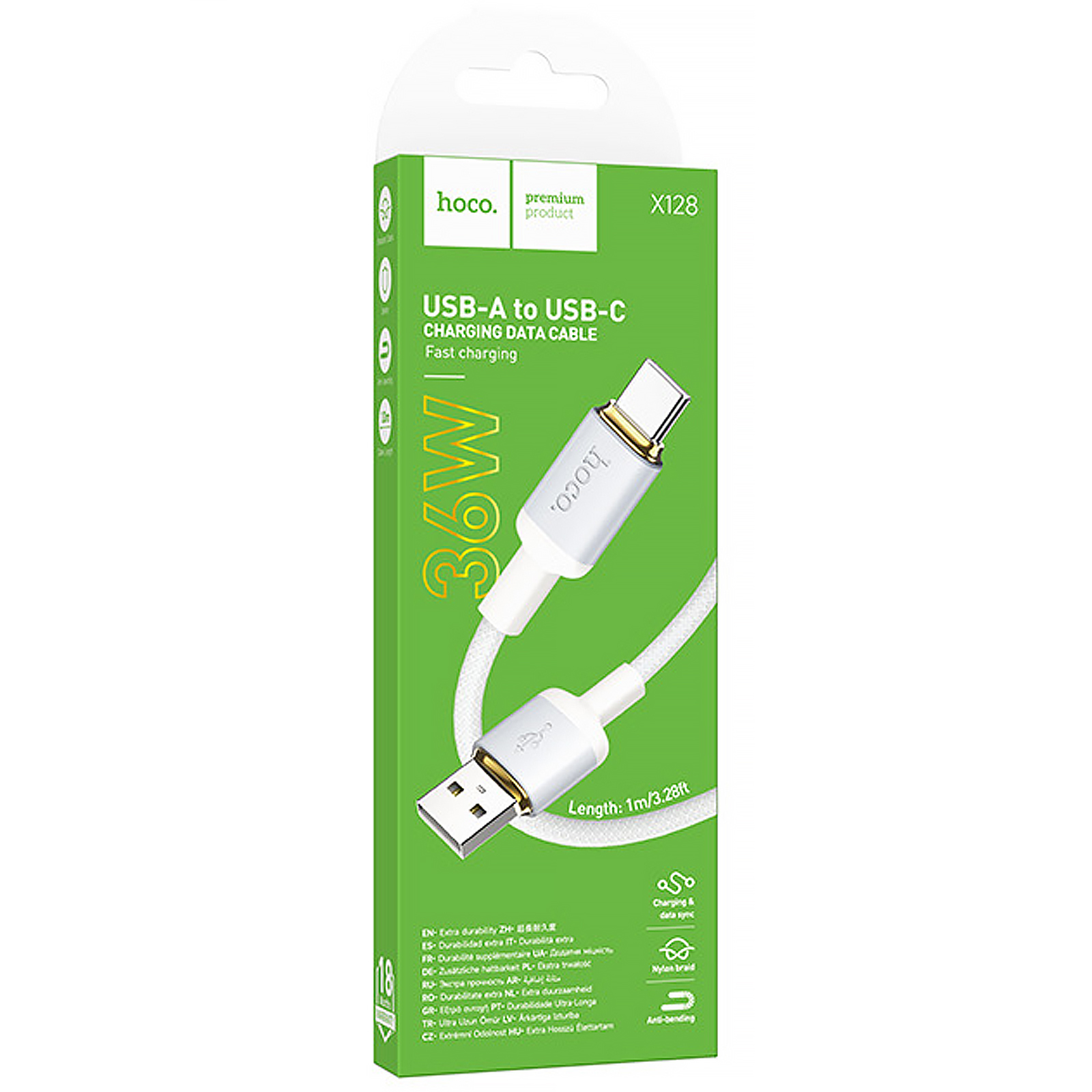 Дата кабель Hoco X128 Benefit USB to Type-C 36W (1m), White 1, купить оптом с доставкой