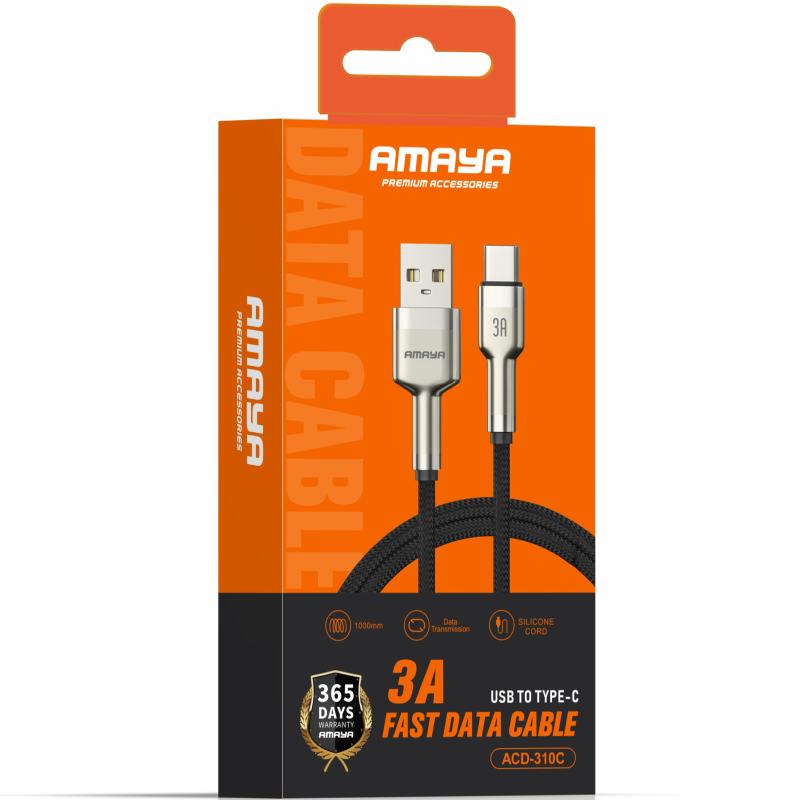 Дата кабель Amaya 310C USB to Type-C 3A (1m), Brown 1, купить оптом с доставкой