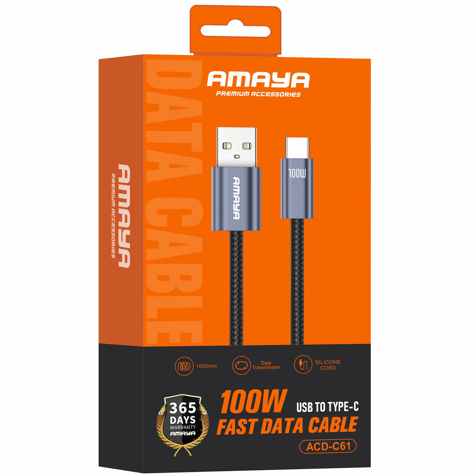 Дата кабель Amaya 61C USB to Type-C 100W (1m), Gray 1, купить оптом с доставкой