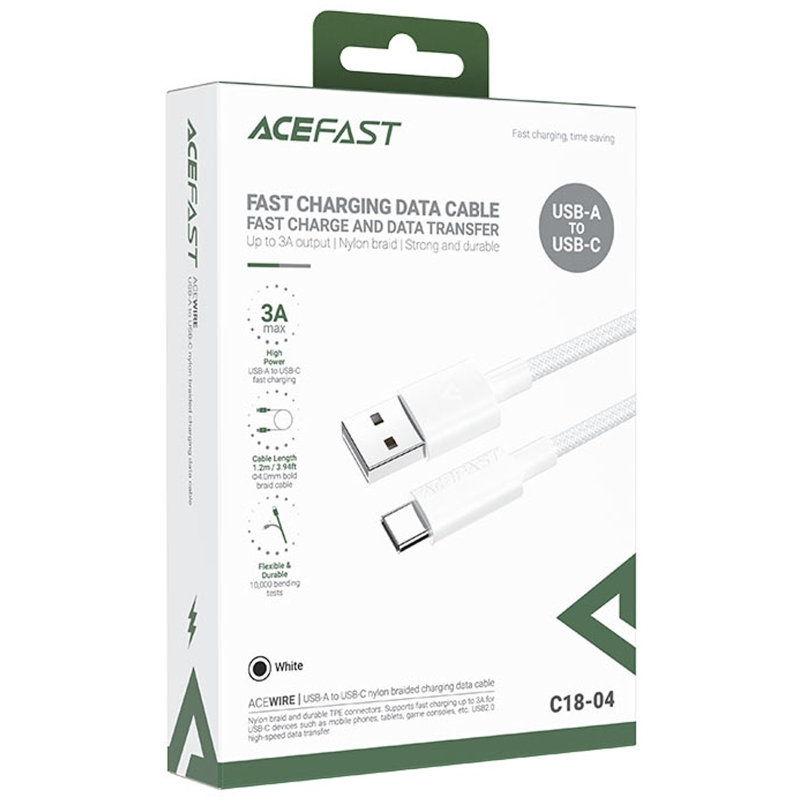 Дата кабель Acefast C18-04 USB to Type-C 3A (1.2m) на картинке №5