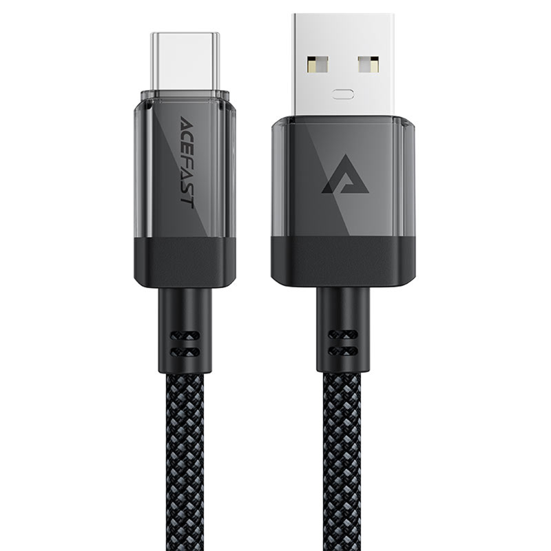 Дата кабель Acefast C12-04 USB to Type-C 3A (1.2m), Black, купити оптом з доставкою