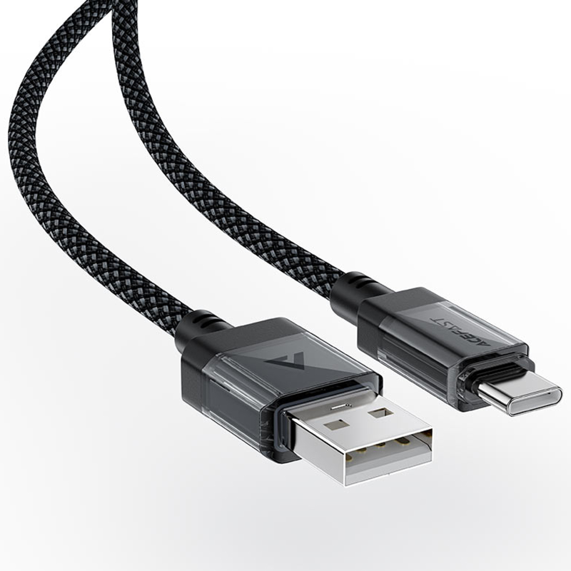 Дата кабель Acefast C12-04 USB to Type-C 3A (1.2m), Black 2, купити оптом з доставкою