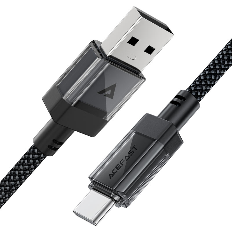 Дата кабель Acefast C12-04 USB to Type-C 3A (1.2m), Black 3, купити оптом з доставкою