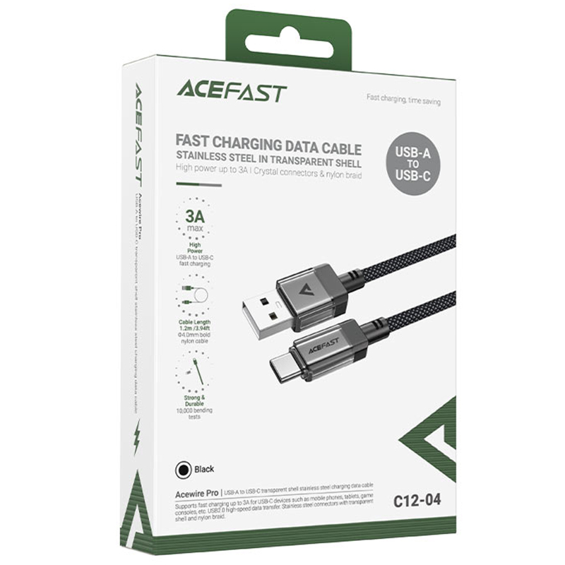 Дата кабель Acefast C12-04 USB to Type-C 3A (1.2m) на малюнкі №5