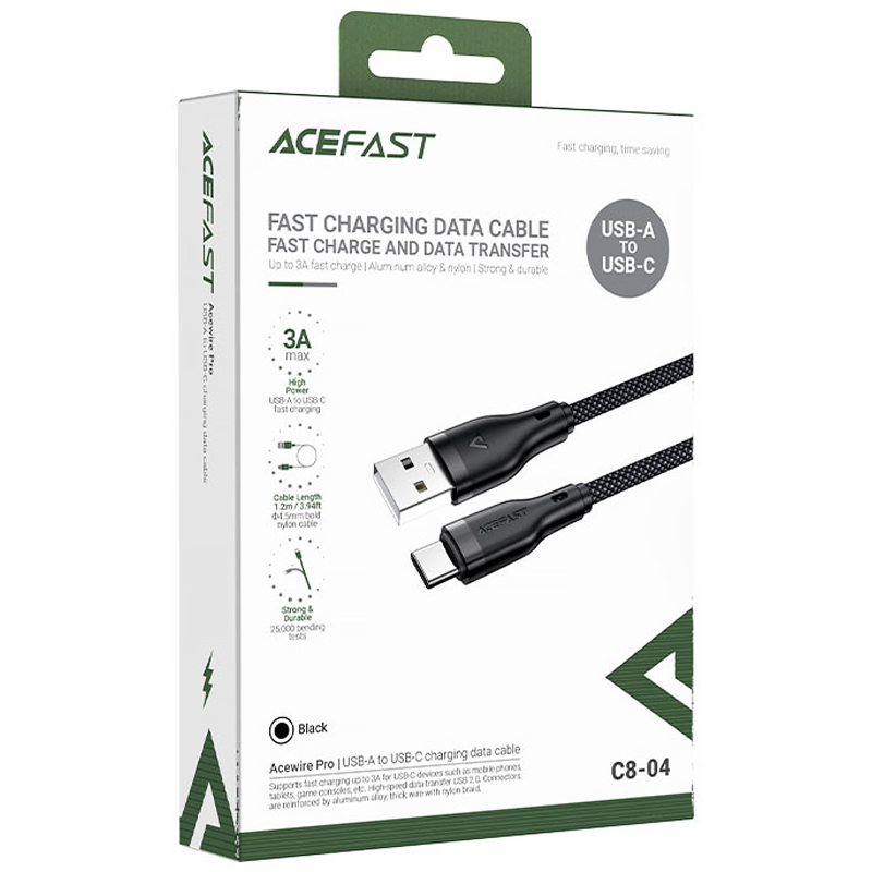 Дата кабель Acefast C8-04 USB to Type-C 3A (1.2m) на малюнкі №2
