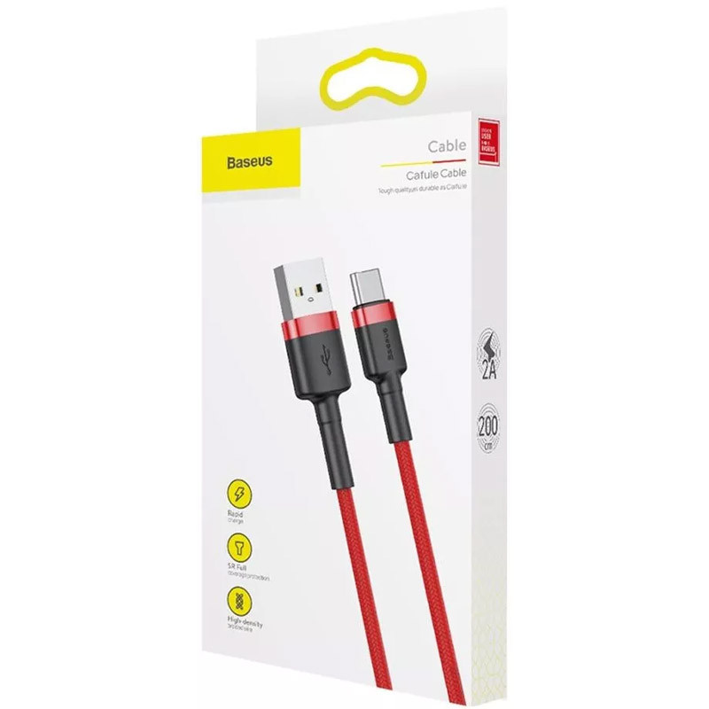 Дата кабель Baseus Cafule Type-C Cable 2A (2m) (CATKLF-C) на малюнкі №5