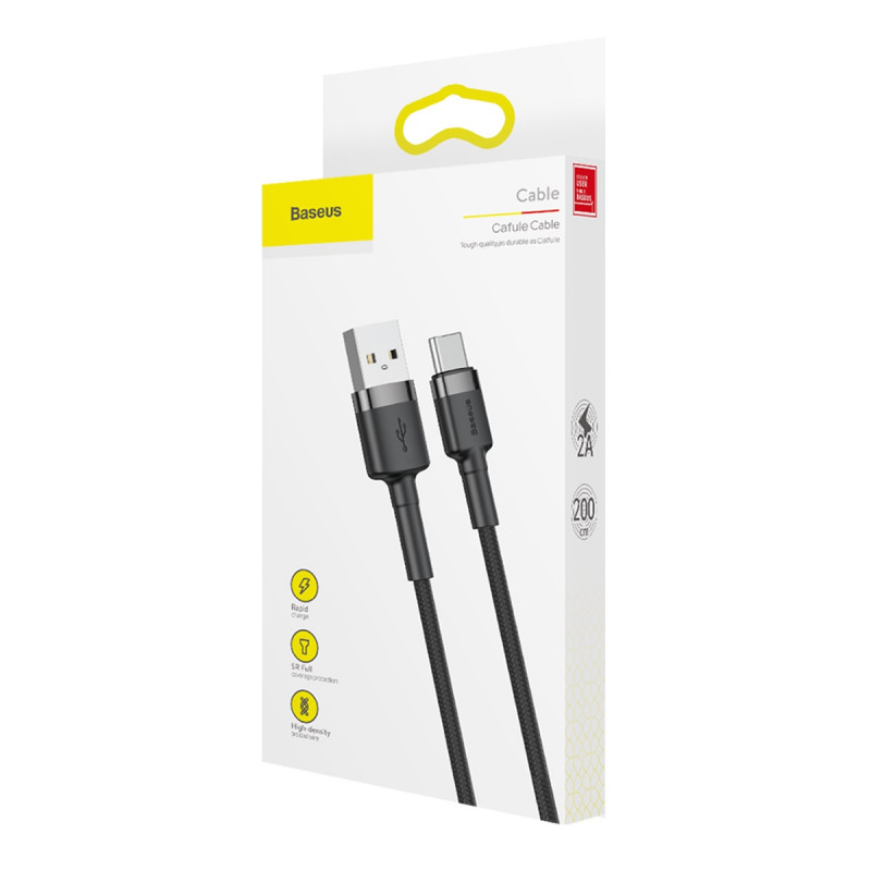 Дата кабель Baseus Cafule USB to Type-C Cable 3A (0.5m) (CATKLF-A) на картинке №6
