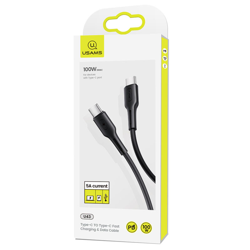 Дата кабель USAMS US-SJ459 U43 Type-C to Type-C 100W PD (1.2m) дивитися фото №5